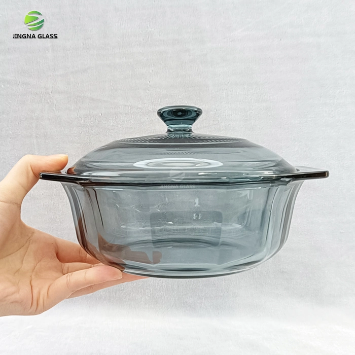 China 1L High Borosilicate Glss Pot Color Heat-Resistant Kitchen Reusable Large Storage Glass Pot