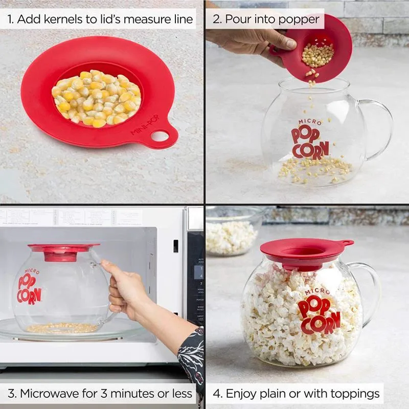 Wide Mouth Borosilicate Glass Storage Popcorn Bakeware with Food Grade Silicone Lids