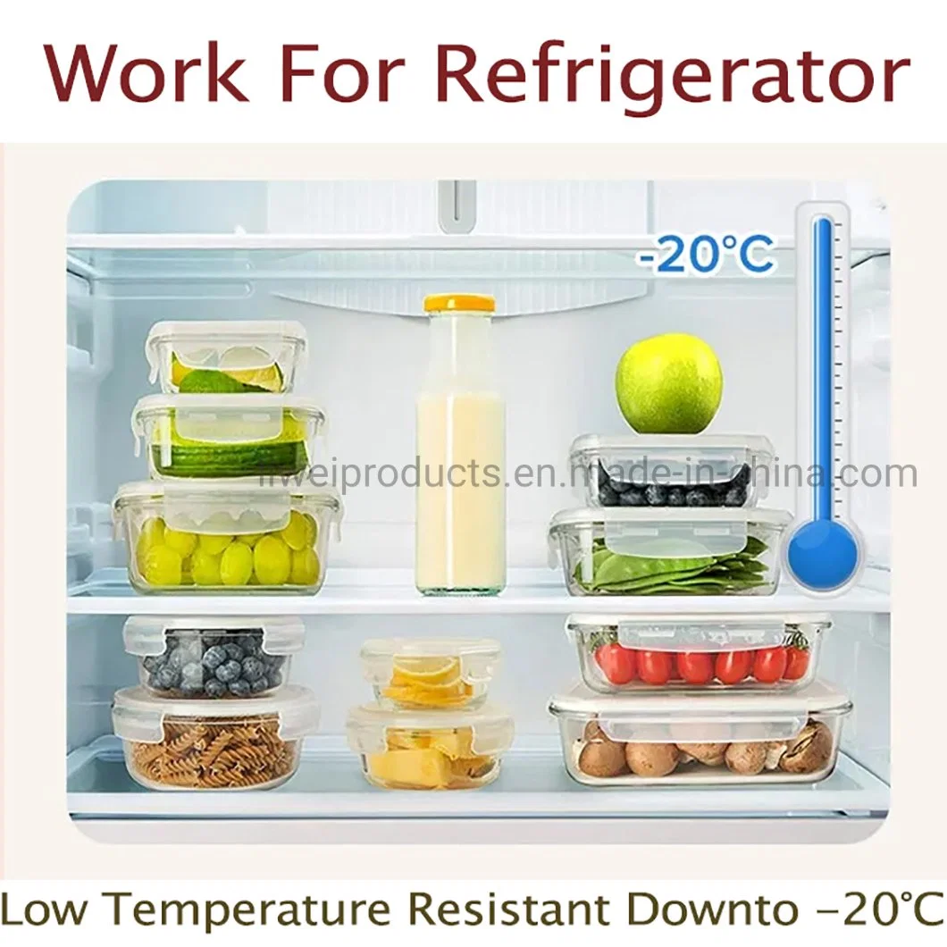 Refrigerated Glass Food Container with High Quality Borosilicate Glass