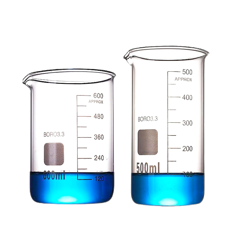 Laboratory Glassware Clear Borosilicate Graduated Beaker Glass Measuring Cup