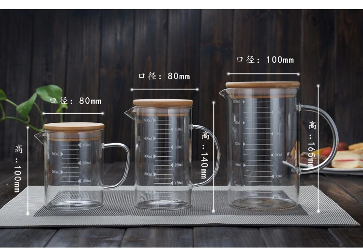 350ml 500ml 1000ml High Borosilicate Glass Graduated Transparent Measuring Glass Cup with Handle