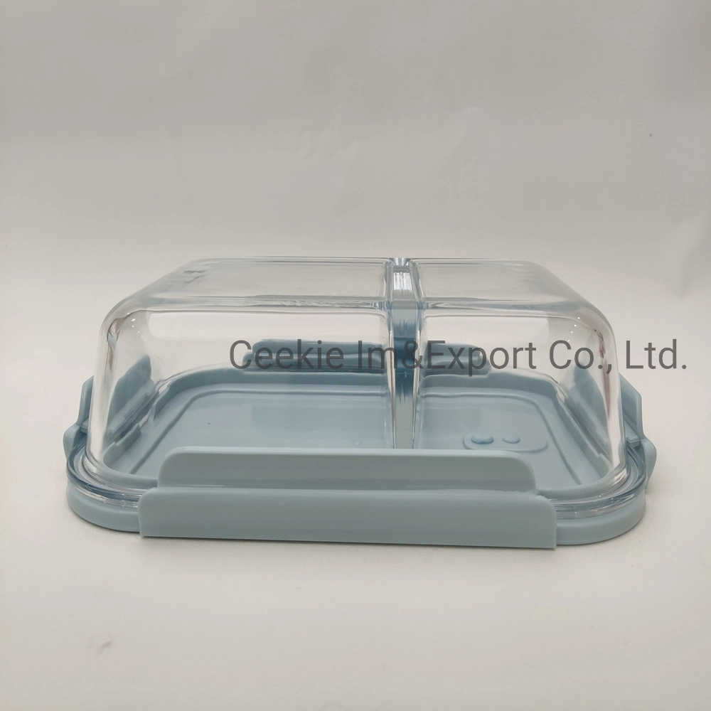 Microwaveable Oven Safe Borosilicate Glass Lunch Box Travel Glassware with Partition