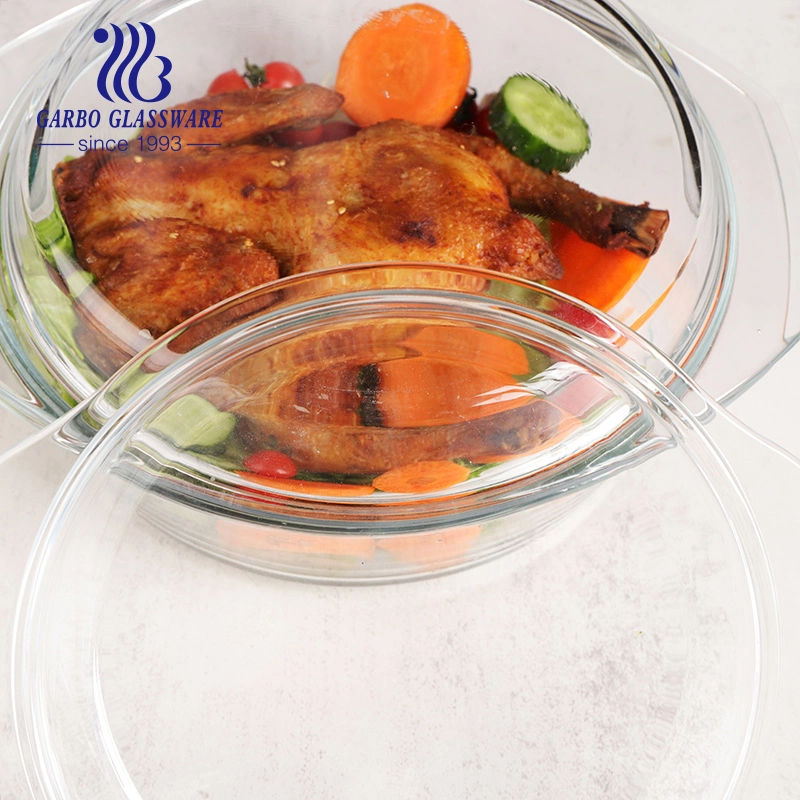 Glass Casserole Dish with Cover High Borosilicate Glass Oven Microwave Safe Clear Glass Baking Pot