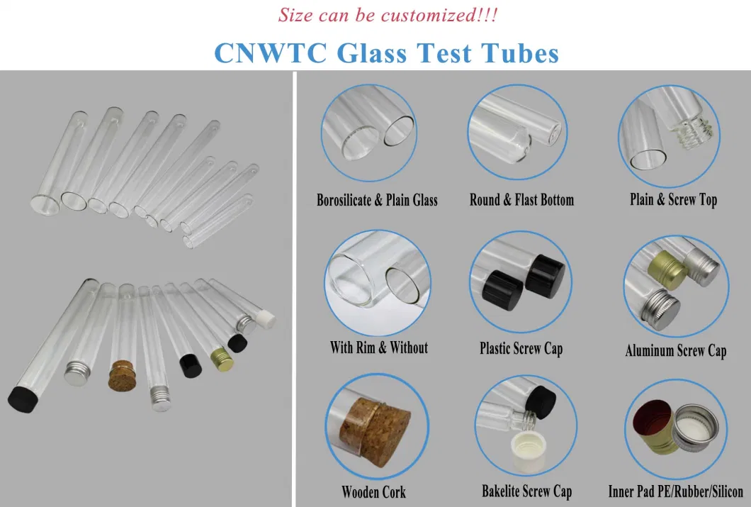 CE ISO Certificated Manufacturer High Quality Lab Glassware Borosilicate Glass Test Tube with Aluminum Cap