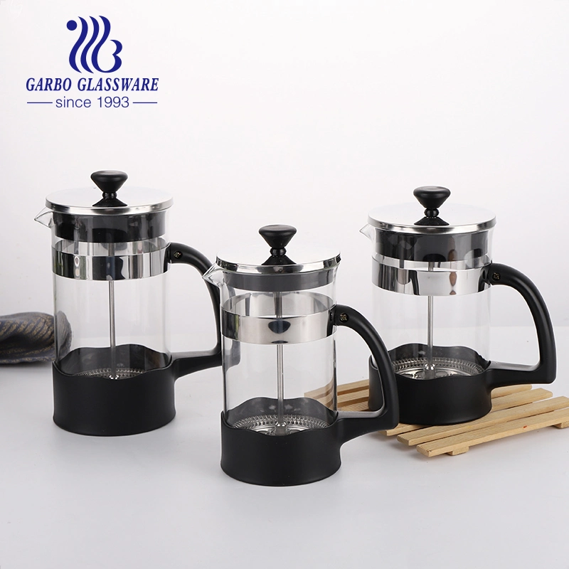 Hot Selling Borosilicate Glass French Press Home Use Coffee Pot with Handle Plastic Cover Glass Coffee Maker