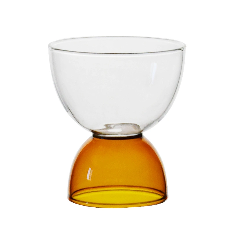 Cute New Design High Borosilicate Colored Glass Milk Cup Coffee Glass Stack Cups Dessert Salad Small Bowl