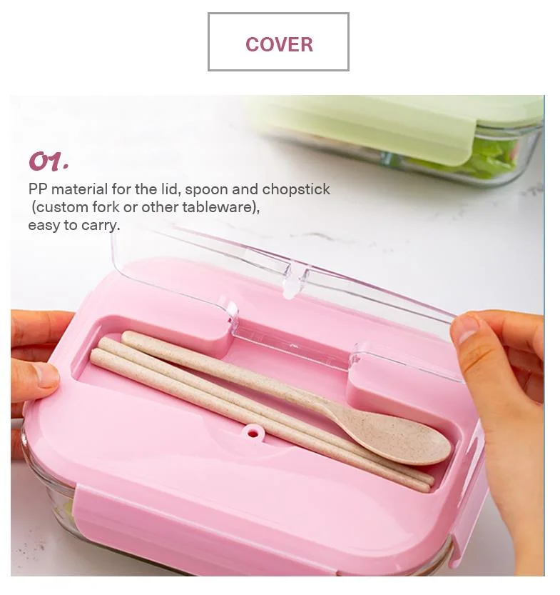 Borosilicate Glass Lunch Box Glass Food Container with Airtight Lid Bento Lunch Box