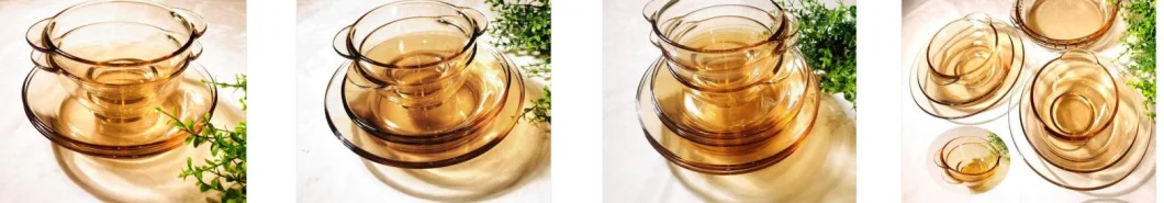 Amber Glass Tableware Heat Resistant Glass Borosilicate Tableware Salad Glass Bowl