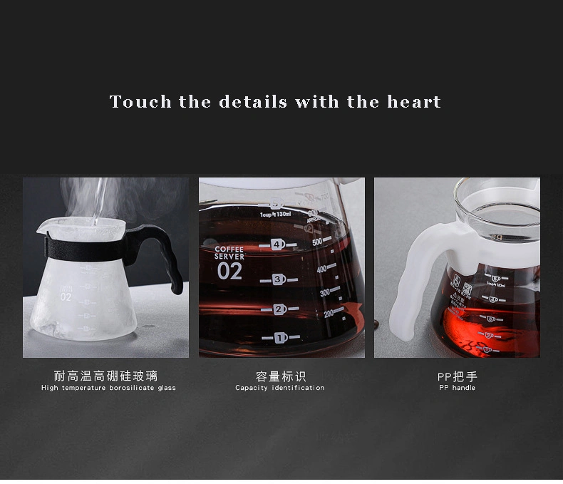 Ecocoffee 400ml 600ml Borosilicate Glass Server V60 Cafe Drip Pot Coffee &amp; Tea Pot Kitchen Machine S800