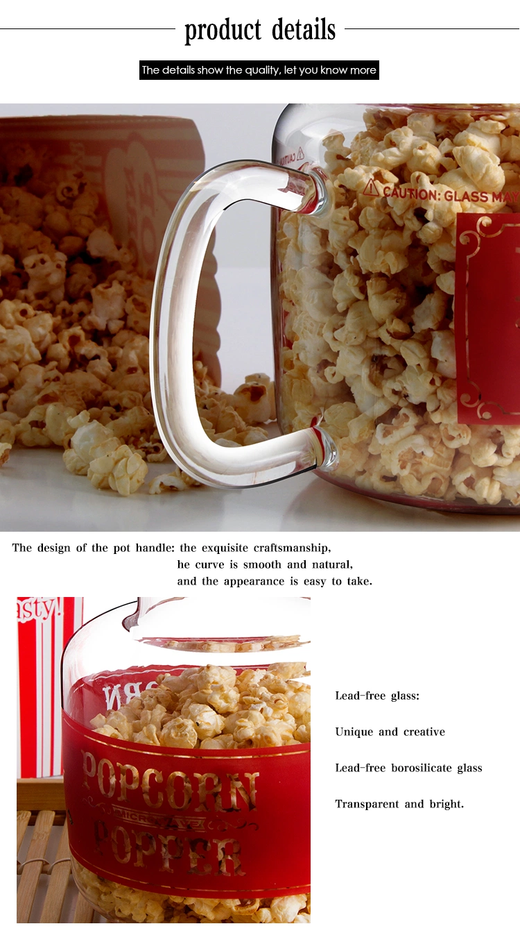 Wide Mouth Borosilicate Glass Storage Popcorn Bakeware with Food Grade Silicone Lids