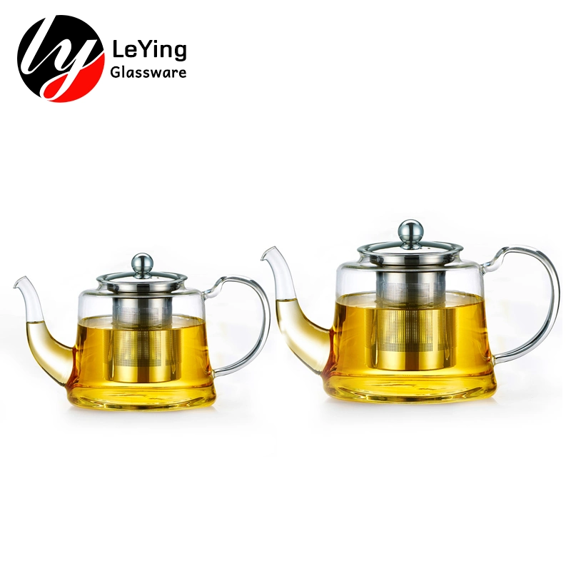 New Design Elegant Glass Tea Maker Stainless Steel Filter Infuser Borosilicate Glass Tea Coffee Pot