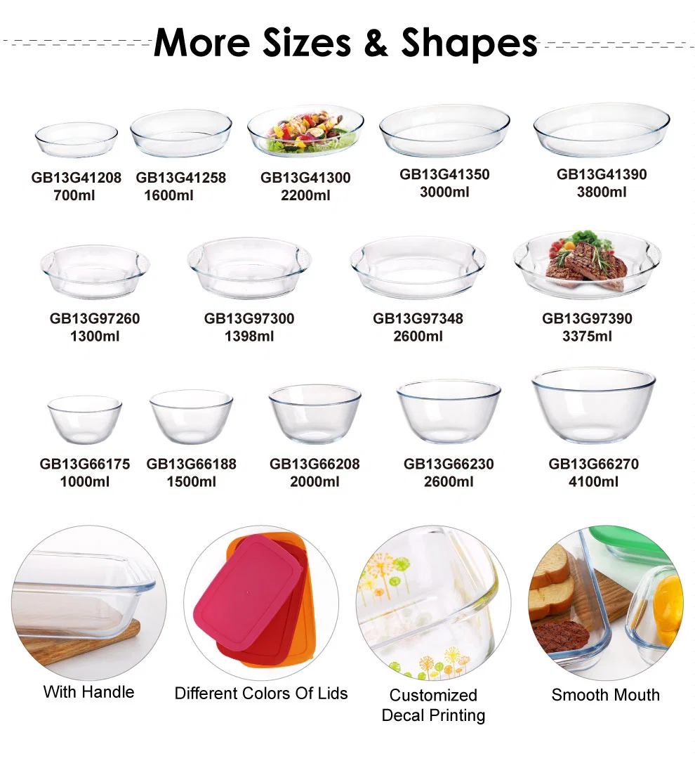 Wholesale Glassware 6.9 Inch Amber Color Glass Baking Bowl Baking Casseroles with Lid