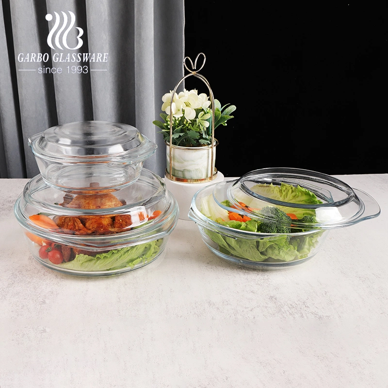 Glass Casserole Dish with Cover High Borosilicate Glass Oven Microwave Safe Clear Glass Baking Pot
