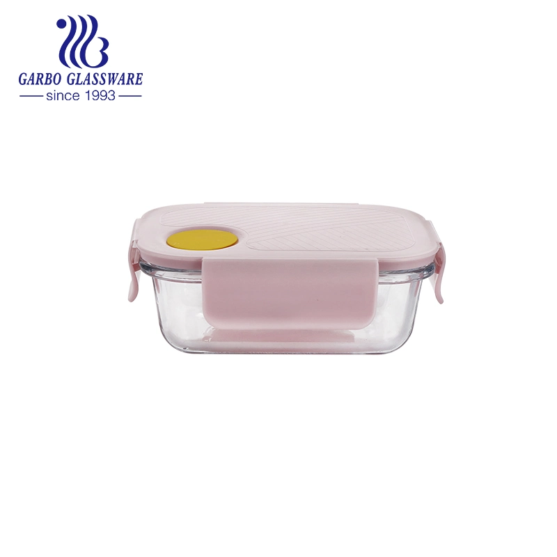 Microwave Safe 630ml Borosilicate Glass Bowl Lunch Dish Container with Locked Lid Round Rectangle Shaped Food Storage Bowls