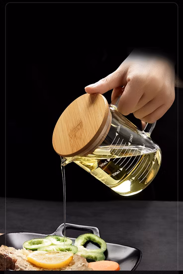 Heat Resistant Pyrex Bamboo Lid Borosilicate Glass Measuring Cup for Muntifunction