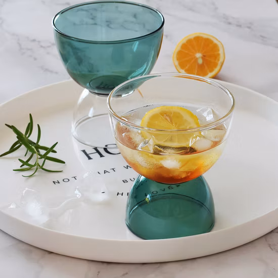 Cute New Design High Borosilicate Colored Glass Milk Cup Coffee Glass Stack Cups Dessert Salad Small Bowl