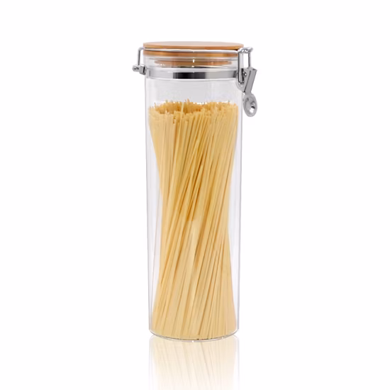 Lock Clamp Lid Borosilicate Crystal Straight Sided Kitchen Food Glass Jars and Containers