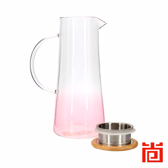 Borosilicate Glass Pitcher/Glassware with Bamboo and Stainless Steel Lid for Kitchen