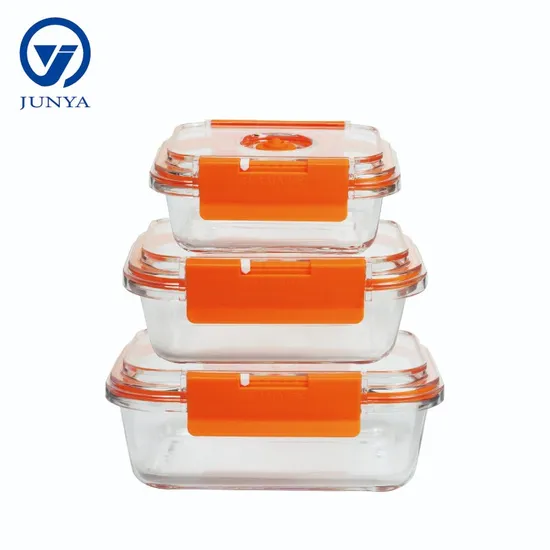 Premium Airtight Borosilicate Glass Food Storage Container with Orange Lid 