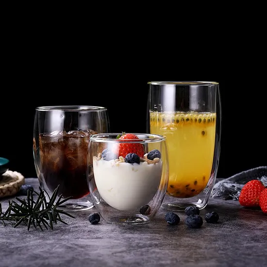 75ml Italian Glass Coffee Measuring Cup High Borosilicate Double Mouth Milk Mug with Thick Base 