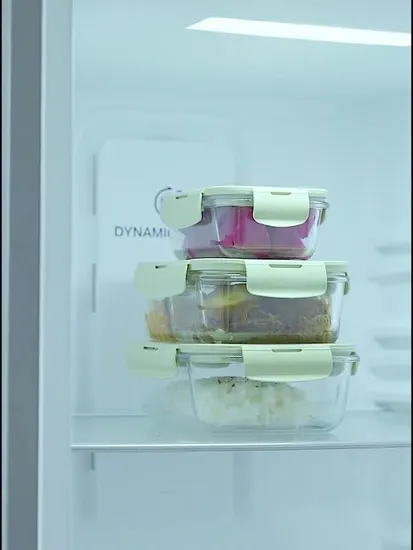 Microwave Safe Clear Square or Round Borosilicate Glass Food Storage Container with Wooden Bamboo Lid 