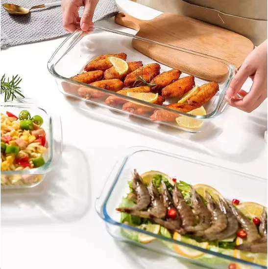 Microwavable High Borosilicate Glass Baking Glassware Set Baking Glass Pans for Oven Anchor Square Baking Dish 