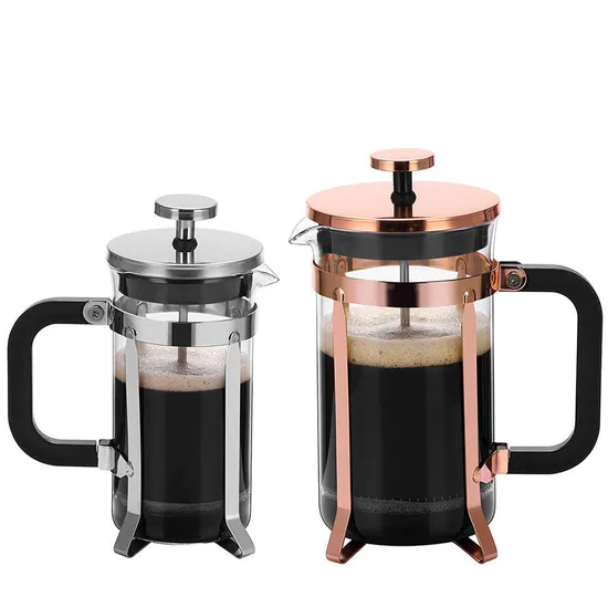 Wholesale French Press Pot High Borosilicate Glass Household Rose Gold Hand Pot Coffee Pot Stainless Steel Filter Extraction Tea Pot 