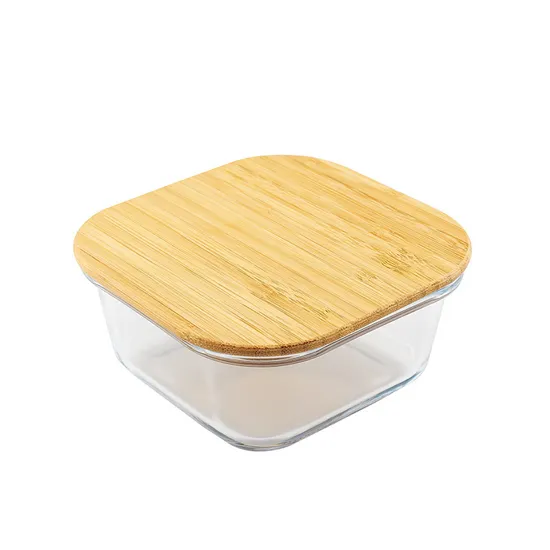 High Borosilicate Glass Meal Food Container Glass Lunch Boxes with Bamboo Lid 