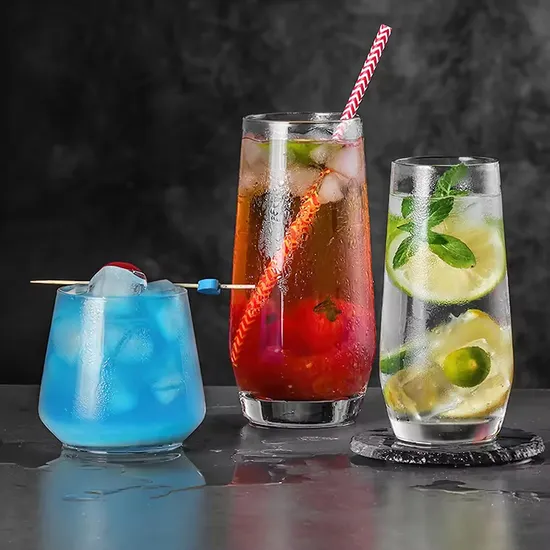 Single Wall High Borosilicate Glass Drink Cup Three