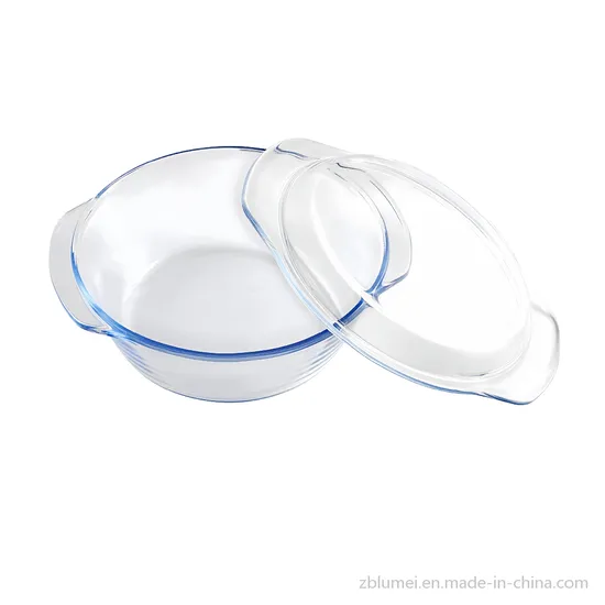 Oven Safe Cookware Heat Resistant Borosilicate Glass Bakeware Round Casserole Dish with Covers for Cooking/Serving 