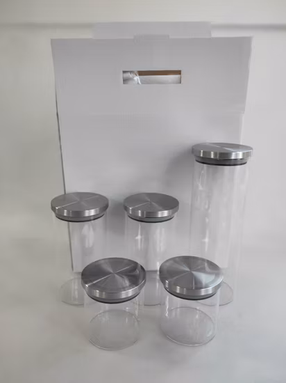 Heat Resistant Borosilicate Glass Storage Jars with Stainless Lid for Kitchen Organization