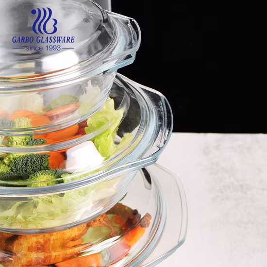 600ml Clear Round Borosilicate Glass Casserole with Handle