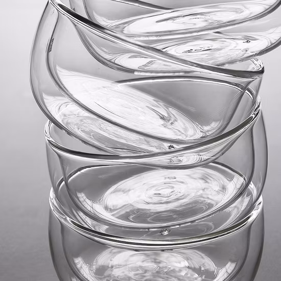 High Borosilicate Transparent Food Container Double Layer Glass Salad Bowl