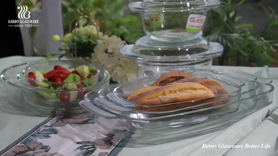Luxury High Borosilicate Baking Bowls Custom Market Baking Dish Glass Bakeware for Kitchen Service and Microwave Safe 