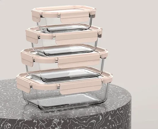 High Quality High Borosilicate Rectangle Glass Food Storage Container with TPE Lid 