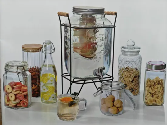 Wholesale Tableware Borosilicate Glass Jar Storage Food Container with Metal Lid 