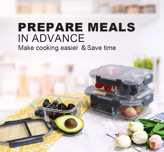 Refrigerated Glass Food Container with High Quality Borosilicate Glass