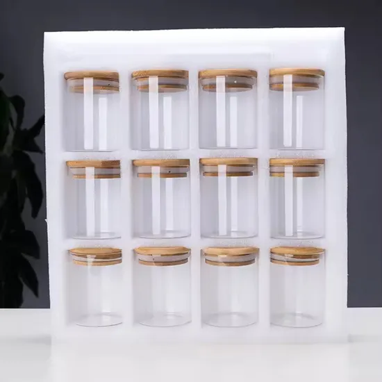 12PCS 250ml Small Size Storage Box Set Round Spice Jar with Bamboo Lids Food Storage Container Borosilicate Glass Jar 