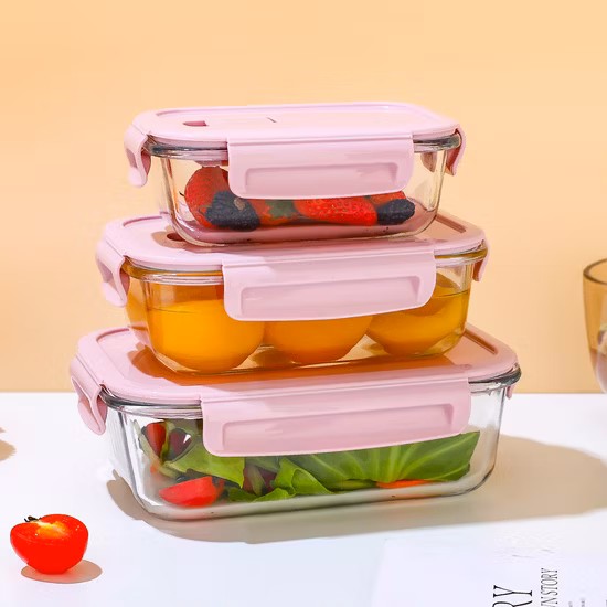 High Borosilicate Square Glass Bento Lunch Box Storage Food Prep Container with Lid