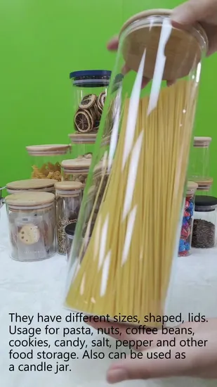 Supplier Wide Mouth Round Borosilicate Airtight Kitchen Pasta Food Spice Glass Storage Jar and Containers with Wooden Bamboo Lid 