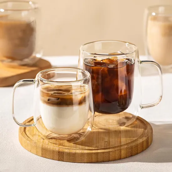 80ml 150ml 250ml 350ml 450ml 550ml 650ml Cup Mug Borosilicate Double Wall Glass Kitchenware Glassware Coffee Tea Water Milk Wine Beer Square Glass 