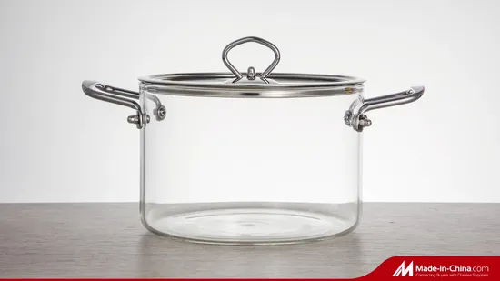 High Borosilicate Large Size 5L Glass Housewares Cookware with Stainless Steel Double